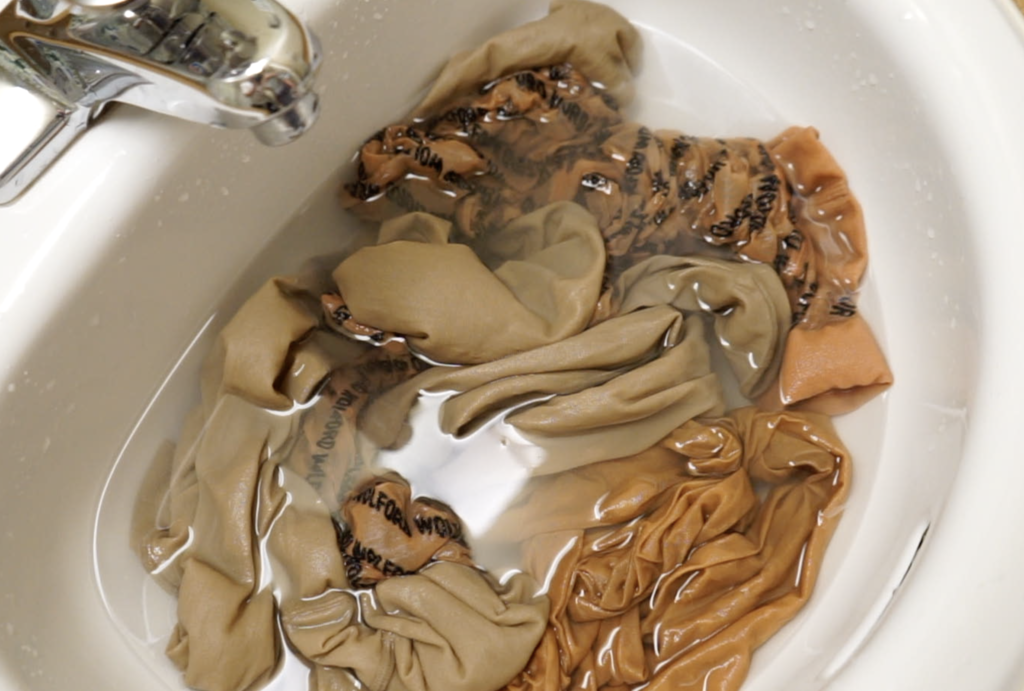 Pantyhose soaking in soap